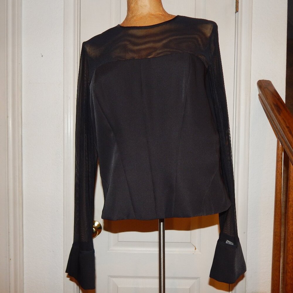 NWT $210 Flora Nikrooz Sheer Black L/S Top